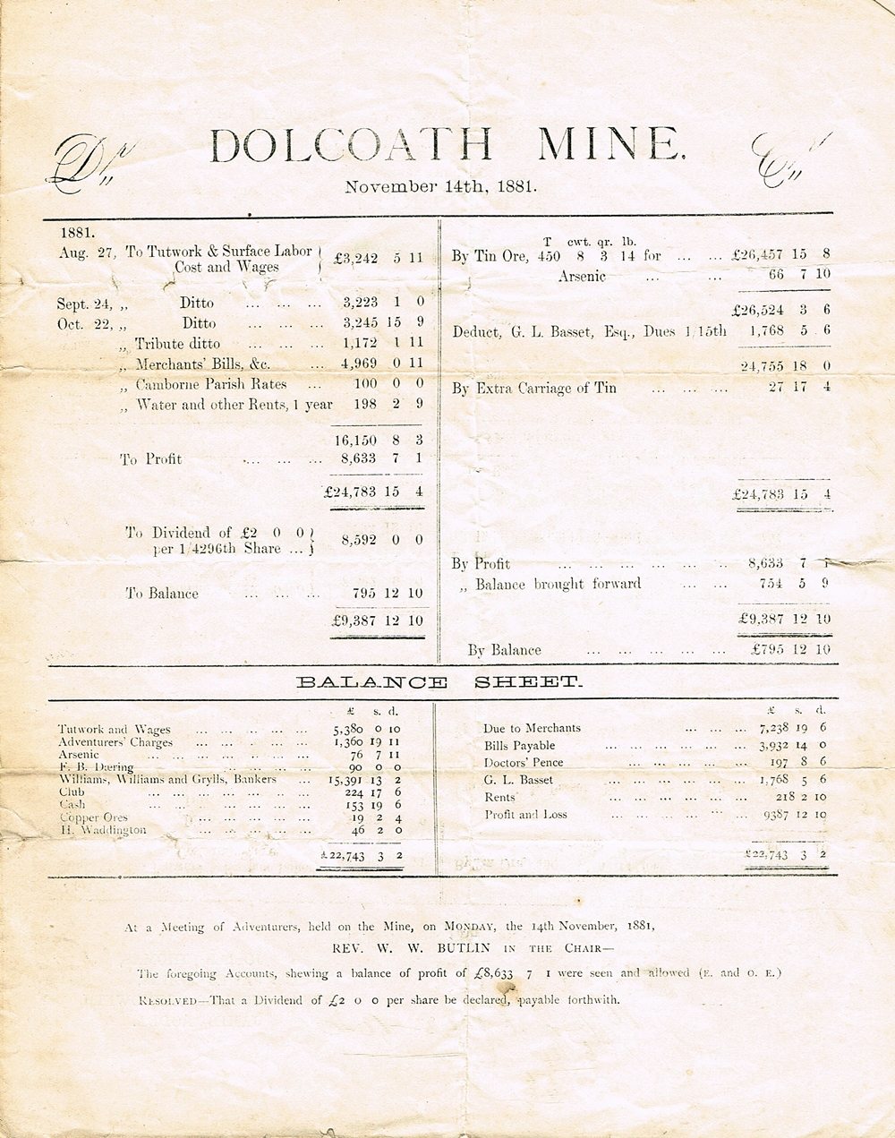 Cornish Mining Documents